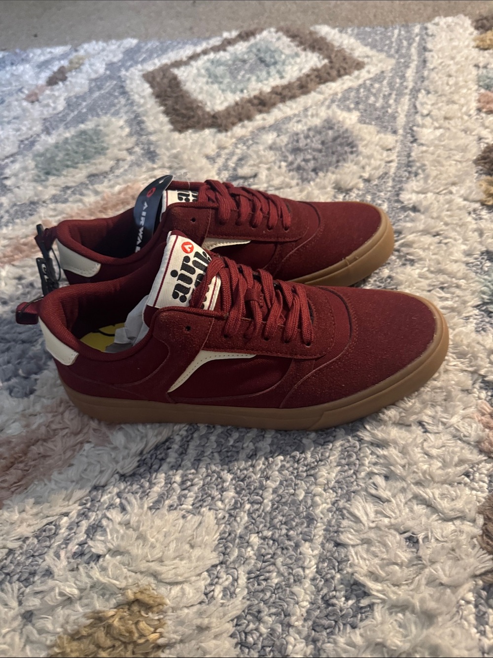 Airwalk  Burgundy Skate Sneakers with Gum Sole and White Accents